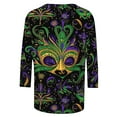 thumbnail image 5 of successthop Mardi Gras 3/4 Womens Shirts Casual Plus Size Crew Neck Polyester Casual Mask Printed Mardi Gras Celebrations Blouse Tops for Mardi Gras Event Purple L, 5 of 5