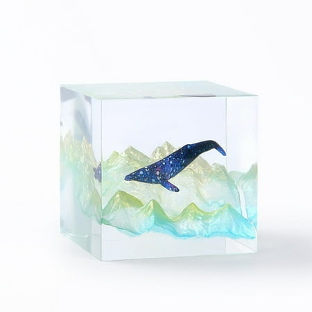 

Clearance! Zuioae 【Shanhaijing-Green Mountain】Epoxy Resin Deep Sea Diving Underwater World Night Light (Qty: Cube Ornament * 1 Base * 1) for Living Room Bedroom Hallway Patio or Outdoor Spaces