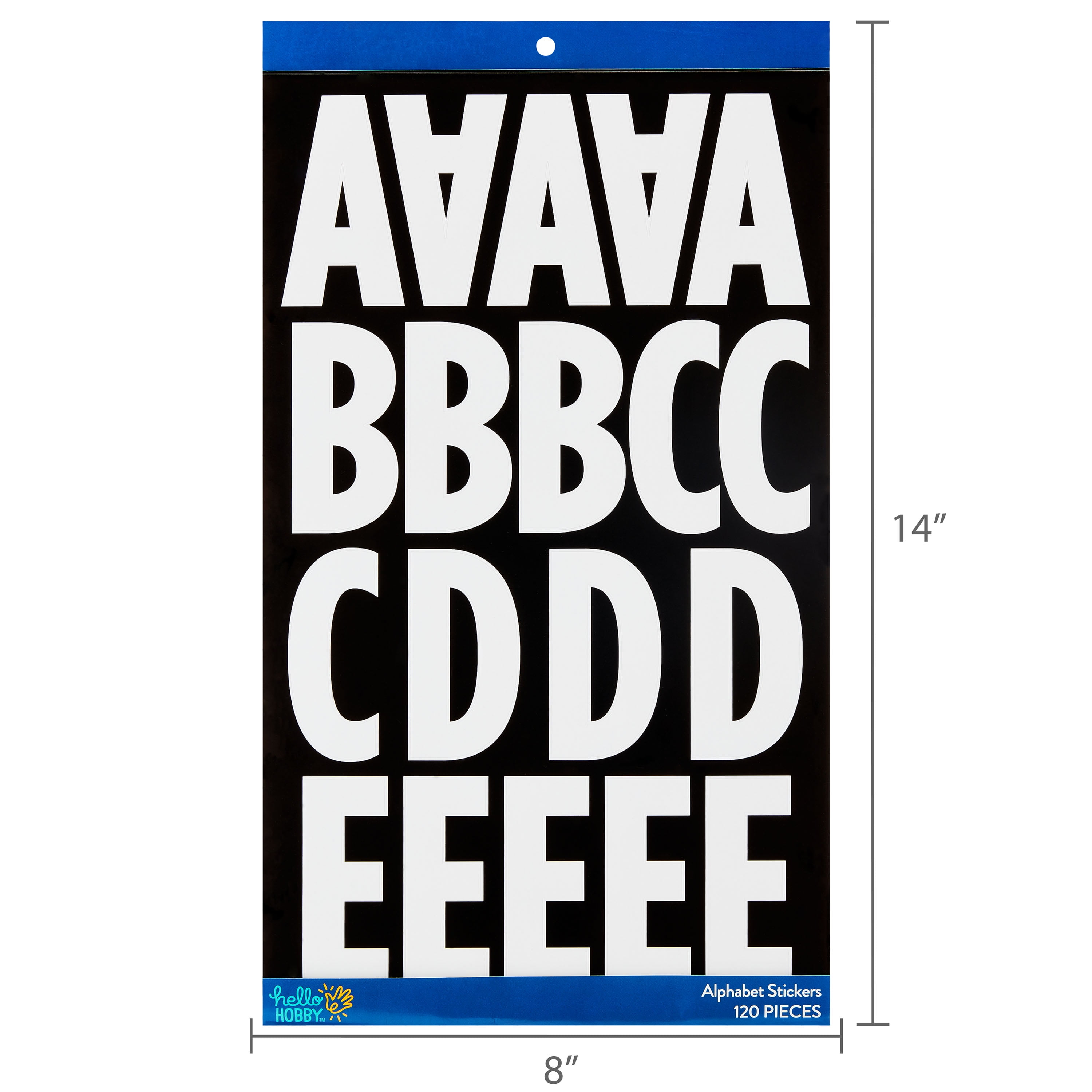 Hello Hobby Extra Large White Sans Serif Alphabet Stickers, 120 Count