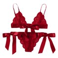 thumbnail image 1 of Señoras moda red hilo encaje perspectiva Bowknot Sexy Sling tentación lencería conjunto de ropa interior Fridja nalpqowj12819, 1 of 4