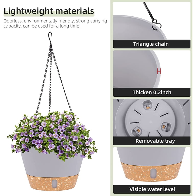 Hanging Planters, 8 Inch, Light Grey, 2-Pack photo 3
