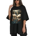 thumbnail image 4 of Plus Size Shirt for Women Black Tops for Women Short Sleeves Shirt for Women Swans T Shirt Crewneck Shirt for Women XL, 4 of 5