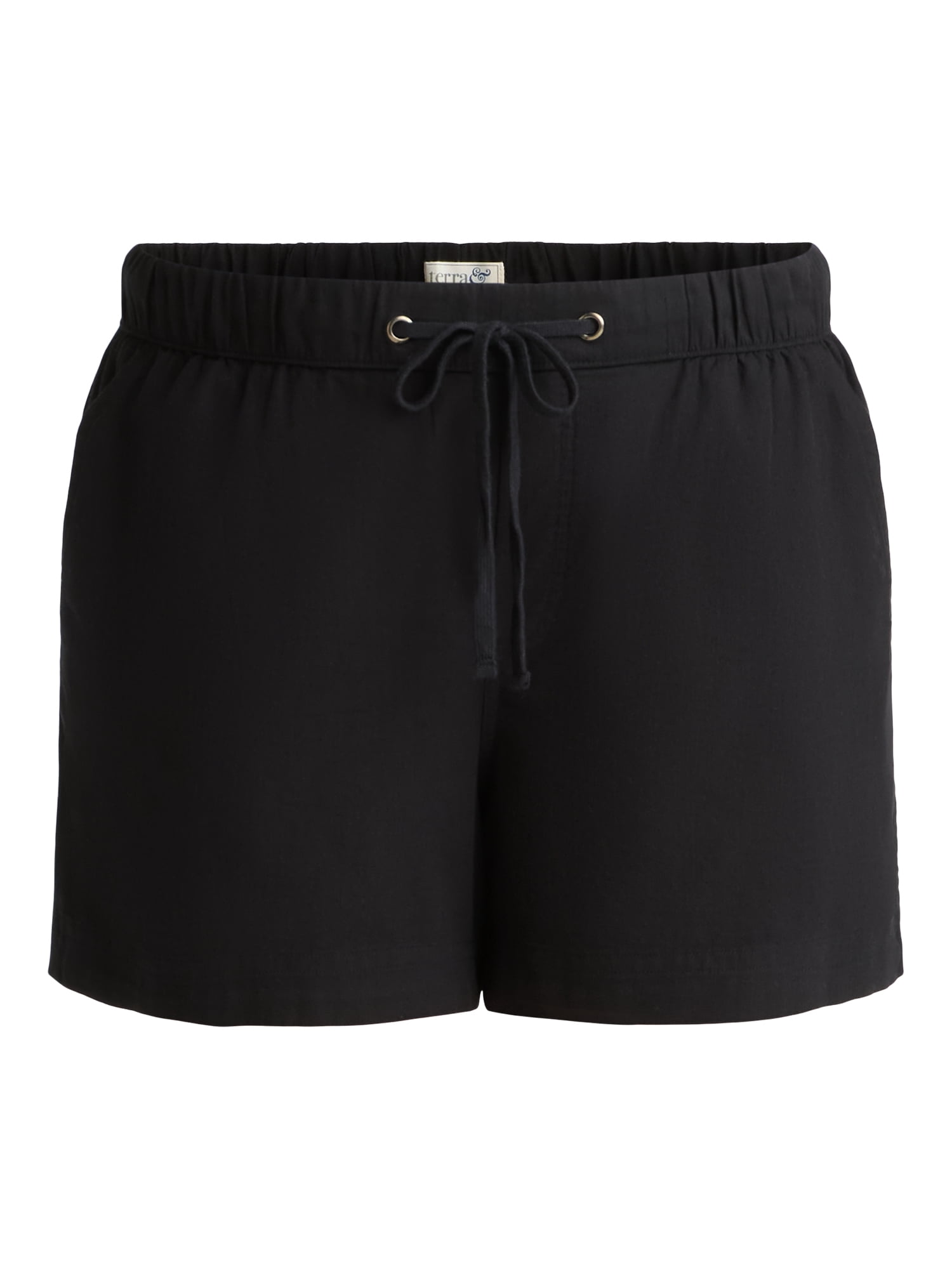 Terra & Sky Women's Plus Size Linen Blend Shorts