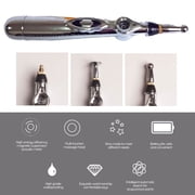 9-Gear Electronic Acupuncture Meridian Pen, Multi-Head Pulse Massage Pen for Pain Relief and Energy Circulation