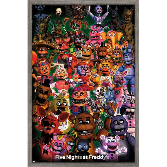 Five Nights at Freddy's - Ultimate Group Wall Poster, 14.725" x 22.375", Framed