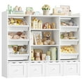 thumbnail image 3 of Hiphuta 55" Wide Toy Storage Organizer with 4 Removable Drawers, 4-Tier Kid Bookcase with 6 Bins, Toy Organizer with Bookcase for Kid Bedroom Playroom, White, 3 of 9