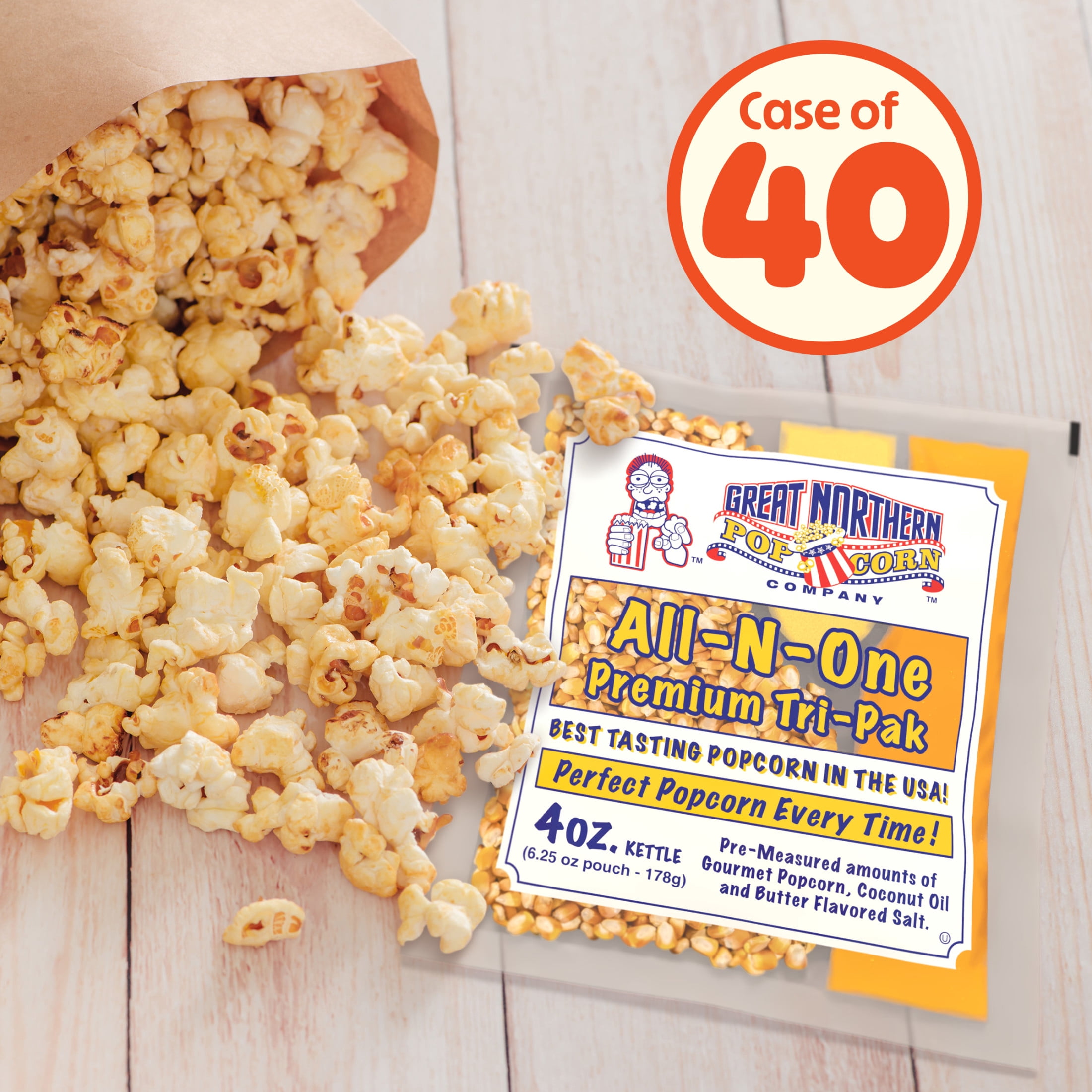 Great Northern Popcorn 4oz Popcorn Machine Popcorn Packets - All in One Popcorn Packs (40 Case)