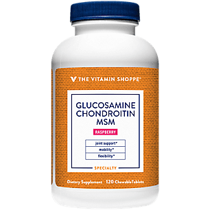 The Vitamin Shoppe Glucosamine Chondroitin MSM Chewable Wafers with 100mg of Branded OptiMSM™ Ingredient – Raspberry Flavor  Supports Healthy Joint Mobility, Flexibility  Structure (120 Count)