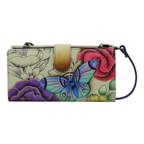 Anuschka Womens Handpainted Leather RFID Blocking Two Fold Mens Wallet,Desert Safari