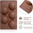thumbnail image 3 of Kaiyuan Dynasty 5-Cavity Brown Large Semi Sphere Silicone Mold 2pc Cocoa Chocolate Bombs Molds for Chocolate, Candy, Cake, Jelly, Mousse Making (wzj-2010224), 3 of 7