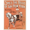 thumbnail image 2 of Anonymous 15x18 Black Ornate Wood Framed Double Matted Museum Art Print Titled - She's the Belle of Gay New York (1899), 2 of 5