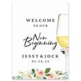 thumbnail image 1 of Darling Souvenir MADE WITH LOVE Personalized Welcome Sign/ Banner, Welcome To Our New Beginning Custom Wine Glass With Flowers Wedding, Engagement Party Sign - 18x12, 1 of 5