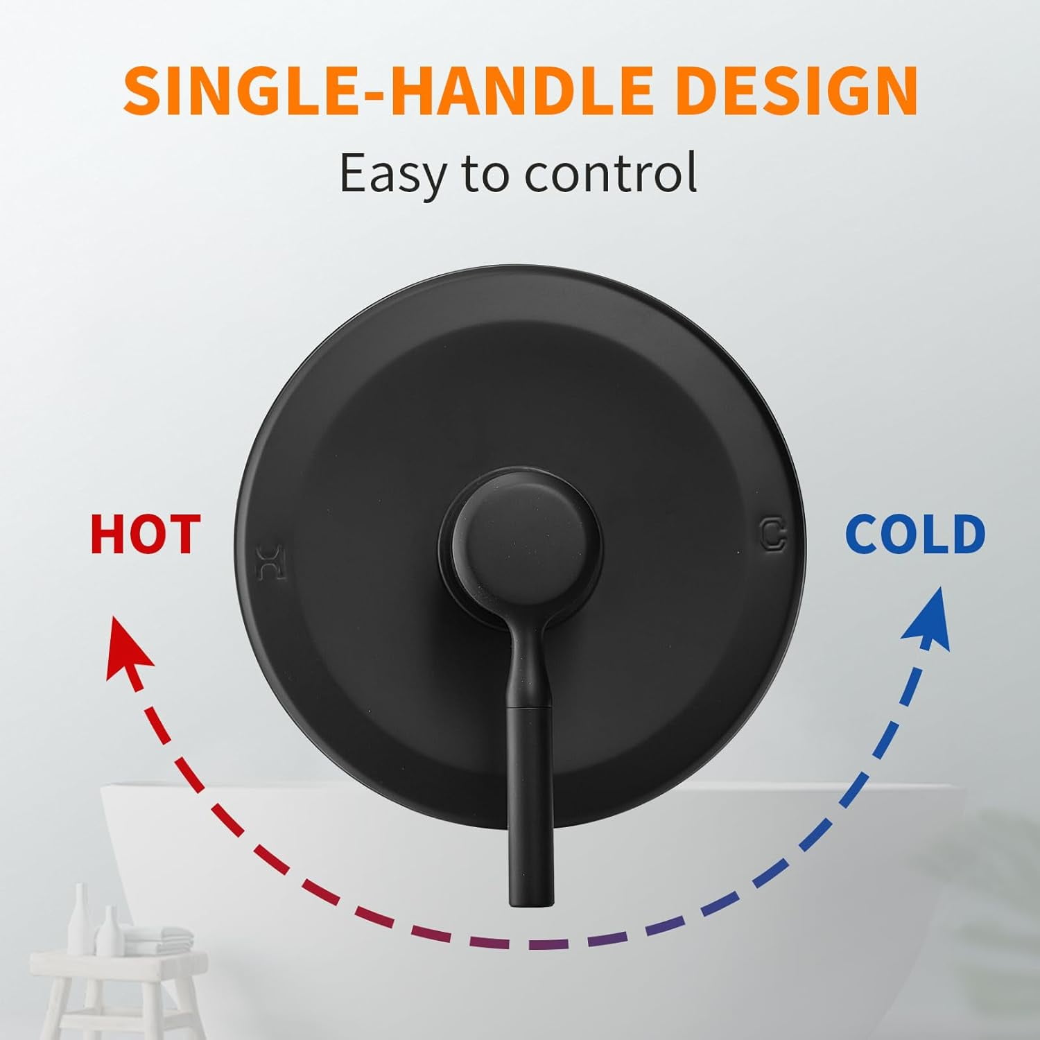 Tub Shower Faucet Set Vae Included with 6-Inch Rain Shower Head and Tub Spout Single-Handle Tub and Shower Trim Kit Matte Black