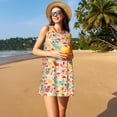 thumbnail image 3 of Fotbe Colorful Chicken Vestido de Verano sin Mangas para Mujer – Vestido Midi Línea A, Estilo Camiseta Floral, Vestido Playero Casual y Fluido, 3 of 7