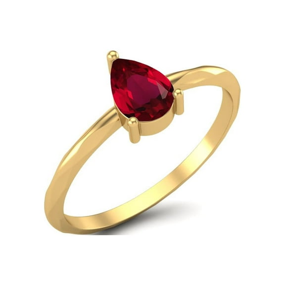 Ruby 6x4mm Pear Shape 925 Sterling Silver Gold Vermeil Valentines Day Gifts Ring