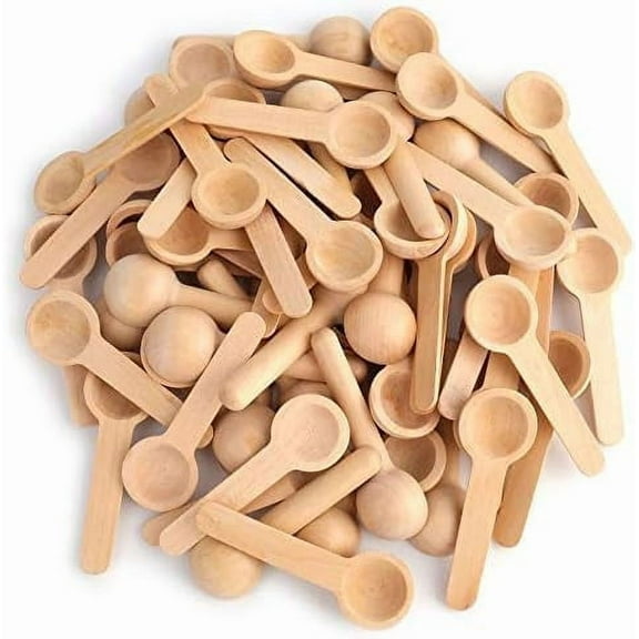 60PCS Mini Wooden Spoons Small Bath Salt Spoon Candy Spoon Baby Spoon for Spice Jars Seasoning Honey Coffee