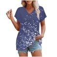 thumbnail image 4 of JSheng Women Summer Tops Clearance Fashion Printed V-neck Short-sleeved T-shirt Loose Casual Short Sleeve Top Purple S, 4 of 5