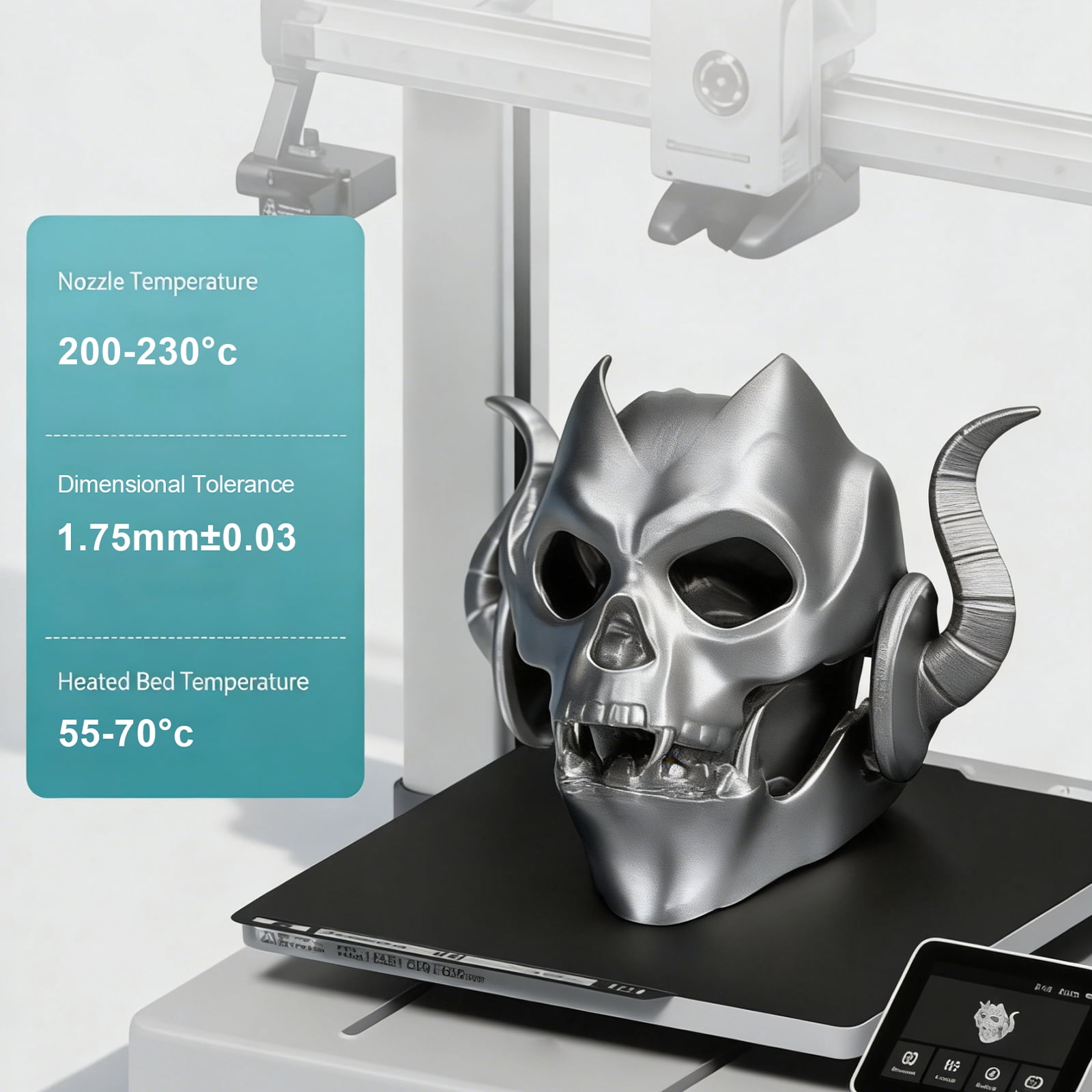 BIOMYL PLA 3D Printer Filament, PLA Filament 1.75mm Bright Silver Color Filament Silk PLA, 1kg Spool, Accuracy +/- 0.03mm