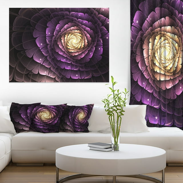 Fractal Flower Light Purple Digital Art - Flower Canvas Wall Art