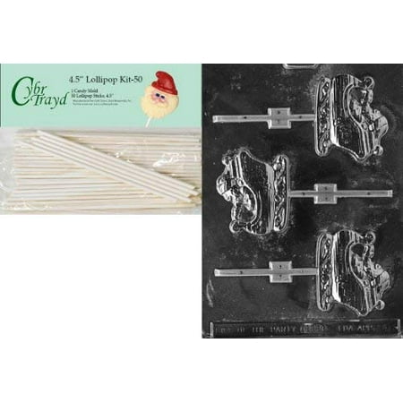 Christmas Lolly Sleighs Cybrtrayd 00045St50-C046 Sleigh Lolly Christmas Chocolate/Candy Mold with 50 4.5-Inch Lollipop Sticks ()