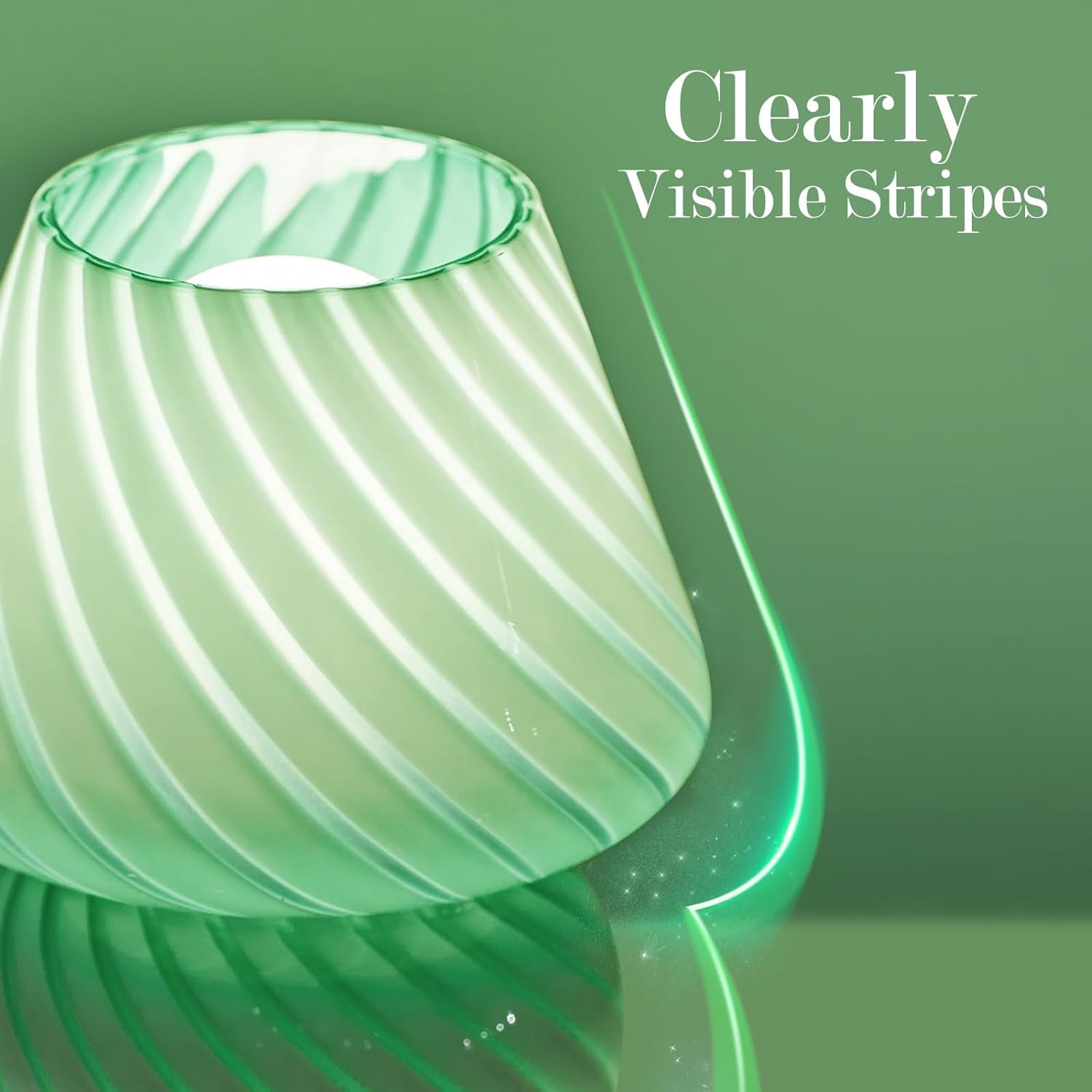 Mushroom Lamp, Small Bedside Lamp with Striped Glass, Nightstand Lamp for Bedroom Living Room, Home Decor, Gift, Green Striped