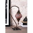 thumbnail image 2 of Kafthan - Turkish Handmade Mosaic Glass Table Lamp - Unique Custom Moroccan Swan Neck Lamp Shades - Decorative Globe Candelabra Room Decor - Desk Bedside Night Lantern Lamp - Multicolor Beaded Waves, 2 of 3