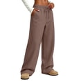 thumbnail image 6 of Women's & Women's Plus Casual Pants, Pull-on Pants with Elastic Waist Drawstring & Side Pockets, Running Fitness Casual Wear | VerBelle,Coffee S, 6 of 9