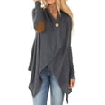 thumbnail image 1 of Cardigan à Manches Longues pour Femmes avec Coudières Asymétriques et Boutons, 1 of 10
