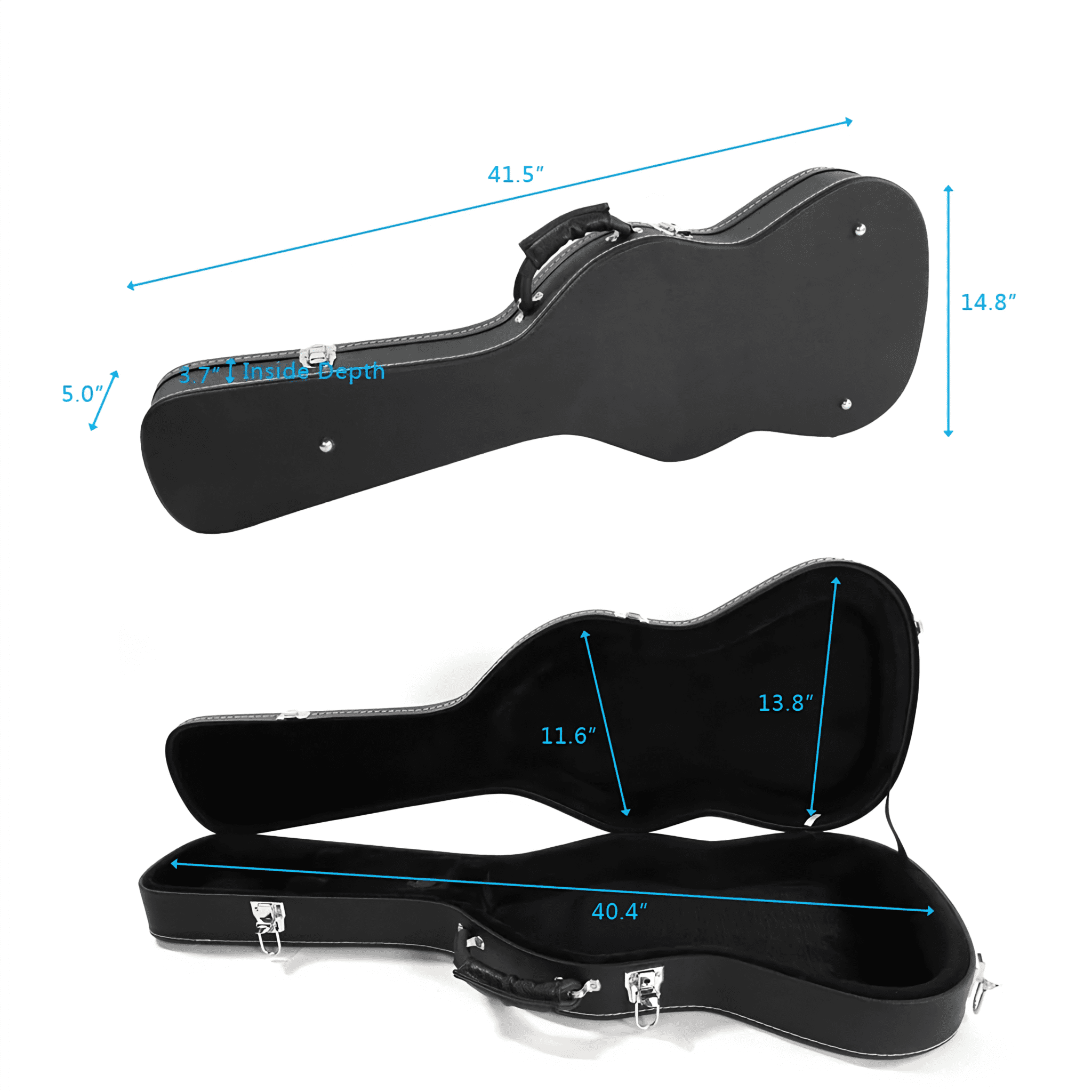 ST High Grade Electric Guitar Hard Case Lockable Wood Case with Plush Lining & Accessory Compartment Black