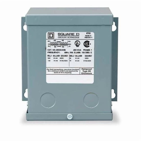 Square D Buck Boost Transformer, 50 VA, NEMA 3R, 12/24V AC, 120/240V AC 50SV43A