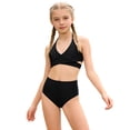 thumbnail image 6 of jobturf Swimsuit for Girls Trendy Halter Bikini Top with Underwear 2 Piece Set Beach Vacation Bathing Suits Bikinis Sets for Kids 2-11 Years, 6 of 8