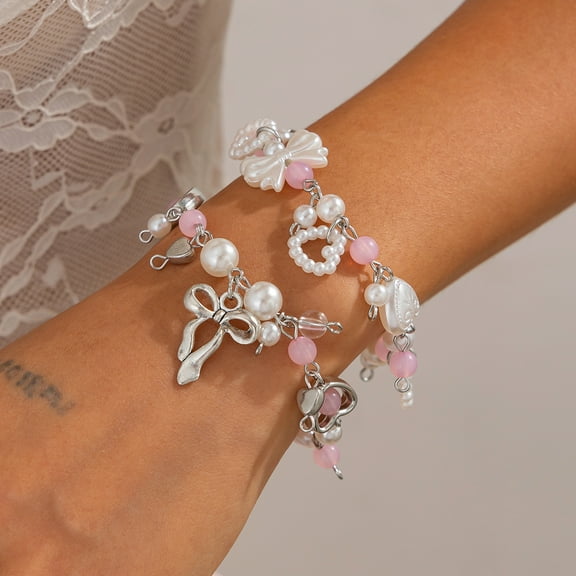 Sweet Bow Alloy Pendant Bracelet