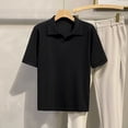 thumbnail image 3 of Men's Casual Light Luxury Knitted Polo Shirt Leisure Solid Color V-Neck Short Sleeve T-Shirt for Men Breathable Fashion Knitwear, 3 of 5