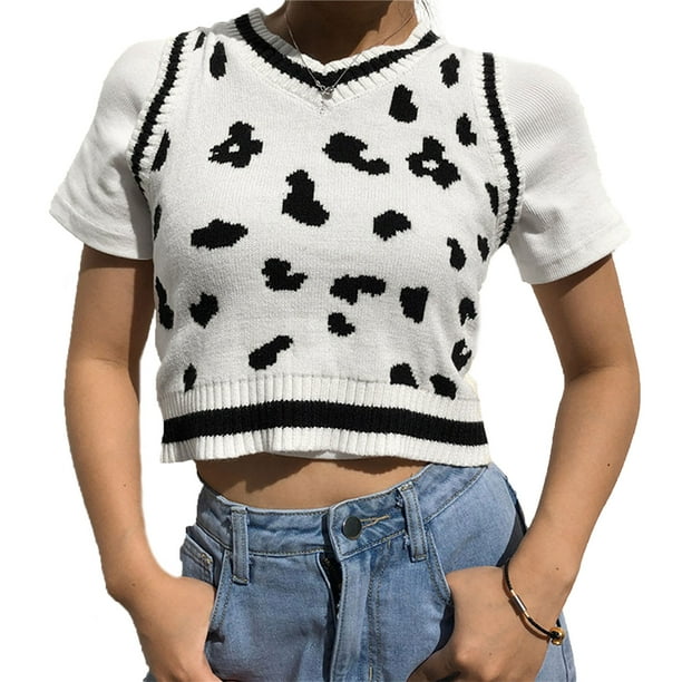 Cow Print Sweater Vest