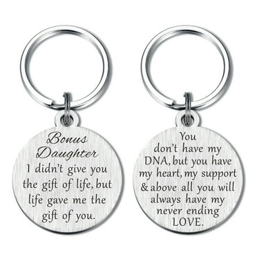 Yobent Bonus Daughter Gifts for Christmas Birthday Valentines, Stepdaughter Keychain, Step Daughter Present