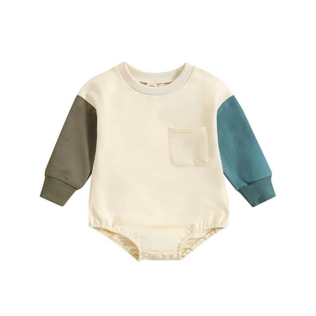 

Baby Bodysuit Kids Long Sleeve Patchwork Jumpsuit Fall Winter Clothes Baby Girl Romper Blue 0 Months-3 Months
