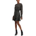 thumbnail image 1 of I.N.C Womens Ruffled Paisley Mini Blouson Dress, Black, Small, 1 of 1