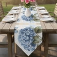 thumbnail image 6 of Blue Hydrangea Retro Table Runner Linen Burlap Table Runner 72 Inches Long VintageBotanical Floral Blossom Dresser Scarves for Kitchen Island Coffee Dining Party Wedding Banquet Holiday Decor 14"x72", 6 of 8
