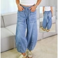 thumbnail image 2 of Fashion Lace-up Jeans Pants With Pockets Casual Loose Trousers For Women, 2 of 5