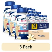 (3 pack) Ensure Plus Meal Replacement Nutrition Shake, Vanilla, Ready to Drink, 8 fl oz, 16 Pack