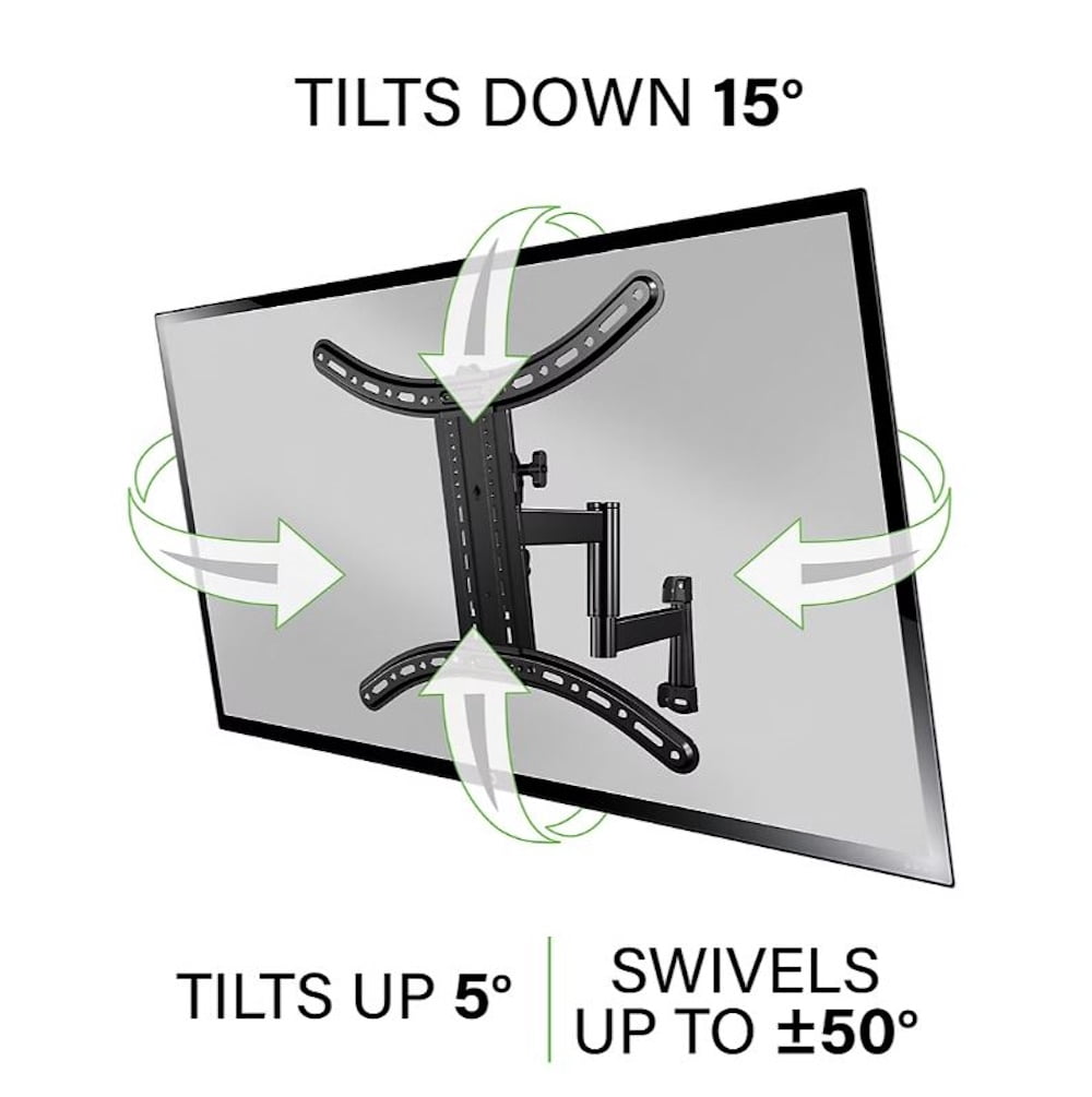 Open Box Sanus Decora Full-Motion TV Wall Mount for 26"-65" TVs, Perfect for mounting your TV in the corner, Safety-tested, UL-listed - DMF219-B1
