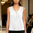 thumbnail image 3 of cocolona Summer Tank Tops for Women V Neck Sleeveless Button Shirts Casual Trendy Solid Color Blouses, 3 of 6