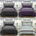 thumbnail image 6 of BLEUM CADE 3 Piece King Quilt for Spring,Purple Gray Lightweight Quilt Set Bedspread,Handblock Striped Reversible Quilt Coverlet for King Bed, 6 of 7