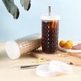 thumbnail image 5 of 2 Pcs 24Oz Glass Cups Set, Mason Jar Drinking Glasses with Lids and Straws & 2 A, 5 of 10