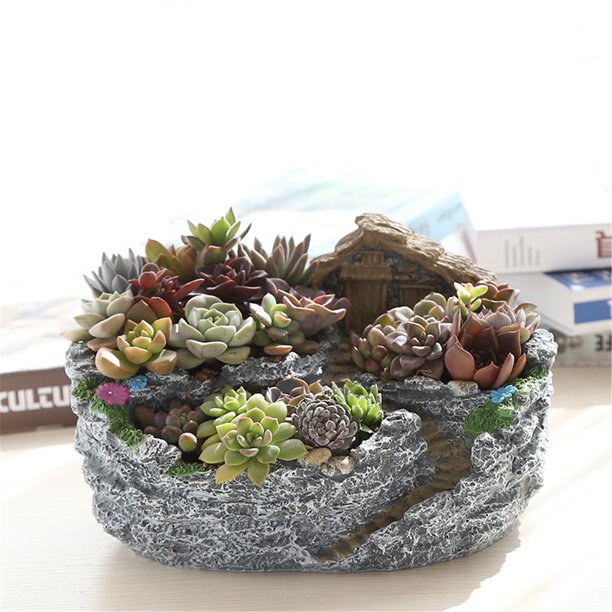 3 Planting Areas Succulent Pot Unique Decorative Resin Pot Indoor Plant