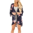 thumbnail image 2 of Leesechin Women's Cover Ups Cardigan Chiffon Flower Print Tassels Coat Tops Suit Loose Cover Beach Smock on Clearance, 2 of 9
