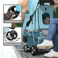 thumbnail image 4 of Pet Stroller for Small Dogs 10 lbs, Dog Stroller for Medium Dogs 30 lbs, Cat Strollers for 2 Cats, 3 Wheels Foldable Jogger Puppy Stroller with Storage Basket and Cup Holder, Mint, 4 of 14