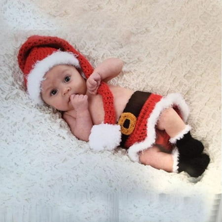 Baby Girls Boys Crochet Knit Christmas Costume Photo Photography Prop