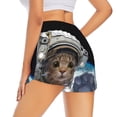 thumbnail image 4 of Picia Cat Astronaut Pattern Women's 2 in 1 Athletic Running Shorts High Waisted Workout Casual Gym Sweat Shorts with Comfy Liner Zipper Pockets-Medium, 4 of 9