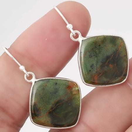 Desiregem Natural Turkish Rainforest Chrysocolla 925 Silver Adult Women Earrings Jewelry SDE50160